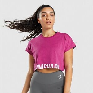 Gymshark Cotton Cropped Fraction Crop Top Pink Size S  Womens New